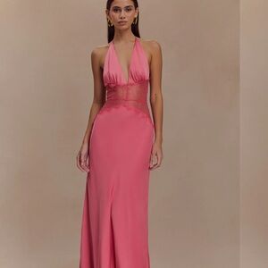 Meshki Dinah Lace And Satin Maxi Dress - Blush Rose